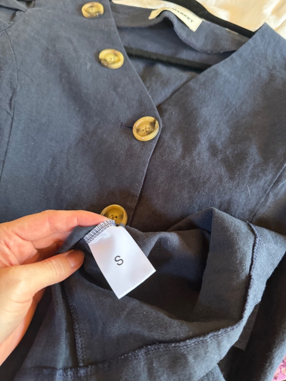 Pixie Market Navy Blue Linen Noah Dress Size Small - Picture 7 of 8